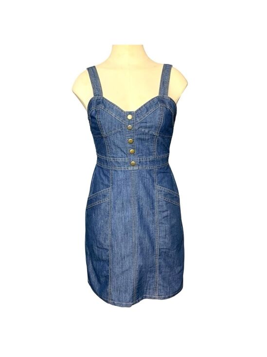 Lone Star Pride Apparel LLC Dresses & Skirts - Vintage Lone Star Cowgirl Denim Dress Sz XS Blue Sweatheart Neckline Western Y2K